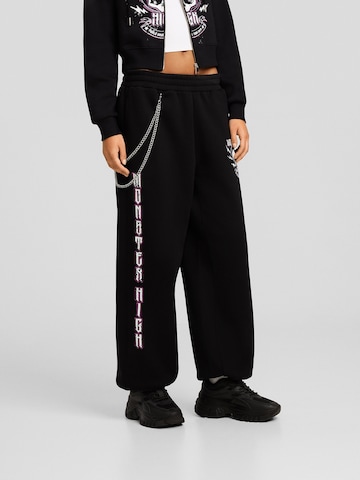 Bershka Loosefit Broek in Zwart: voorkant