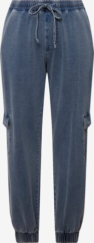 Ulla Popken Tapered Broek in Blauw: voorkant