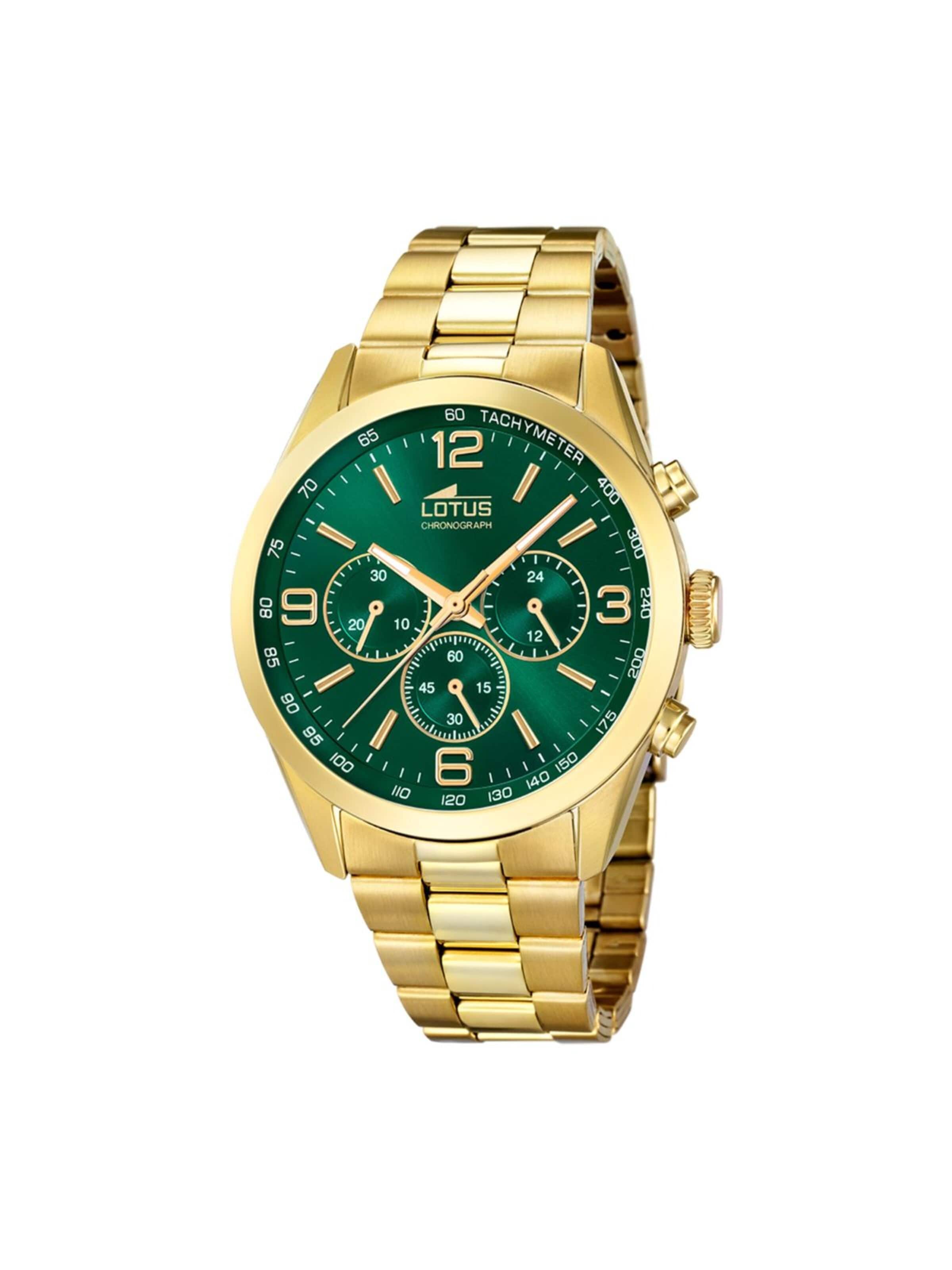 Lotus Analoog horloge in Groen: voorkant