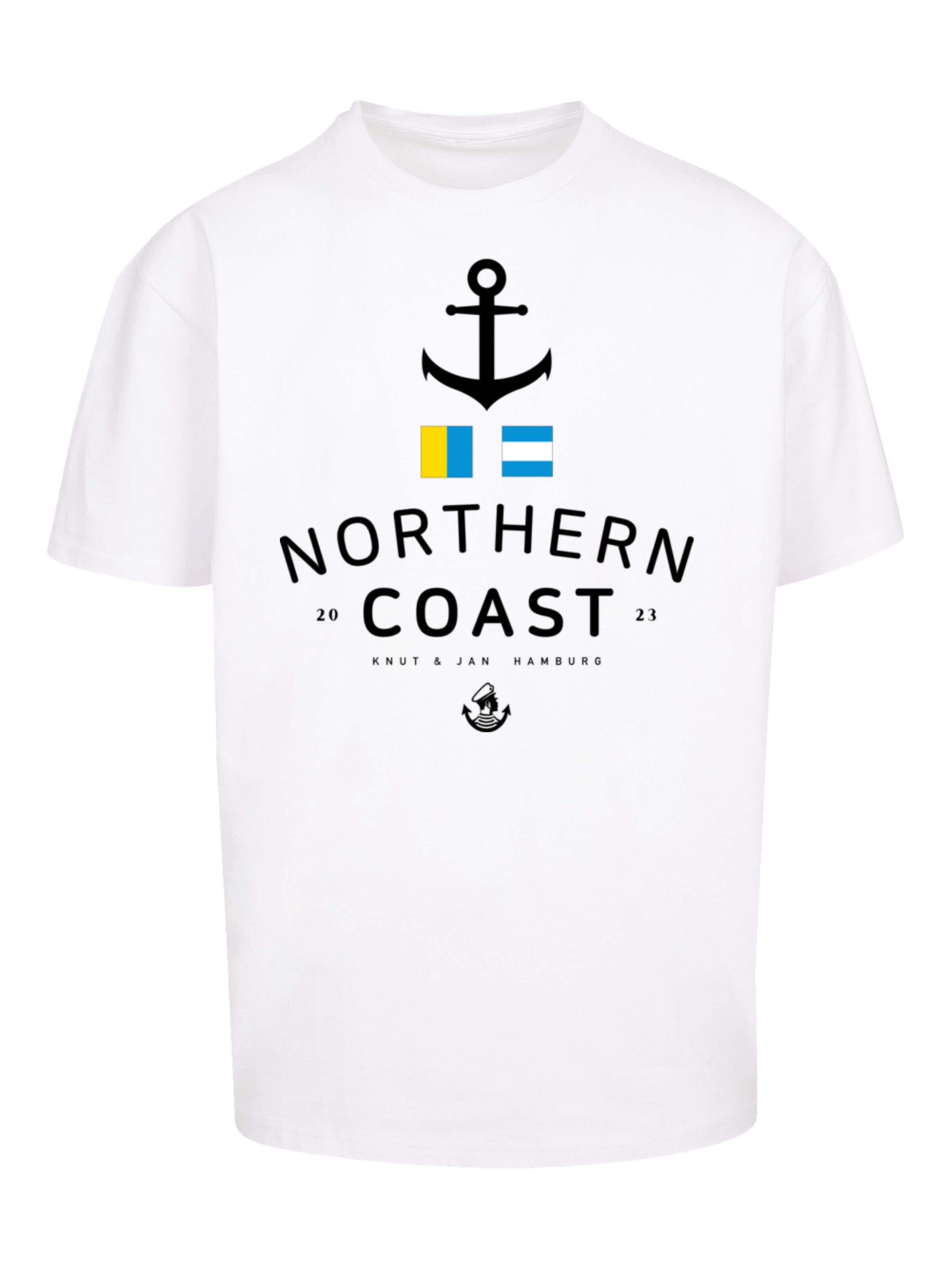 F4NT4STIC Shirt 'Nordsee Nordic Coast Knut & Jan Hamburg' in Weiß: Vorderseite