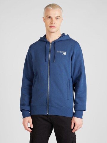 Veste de survêtement new balance en bleu : devant