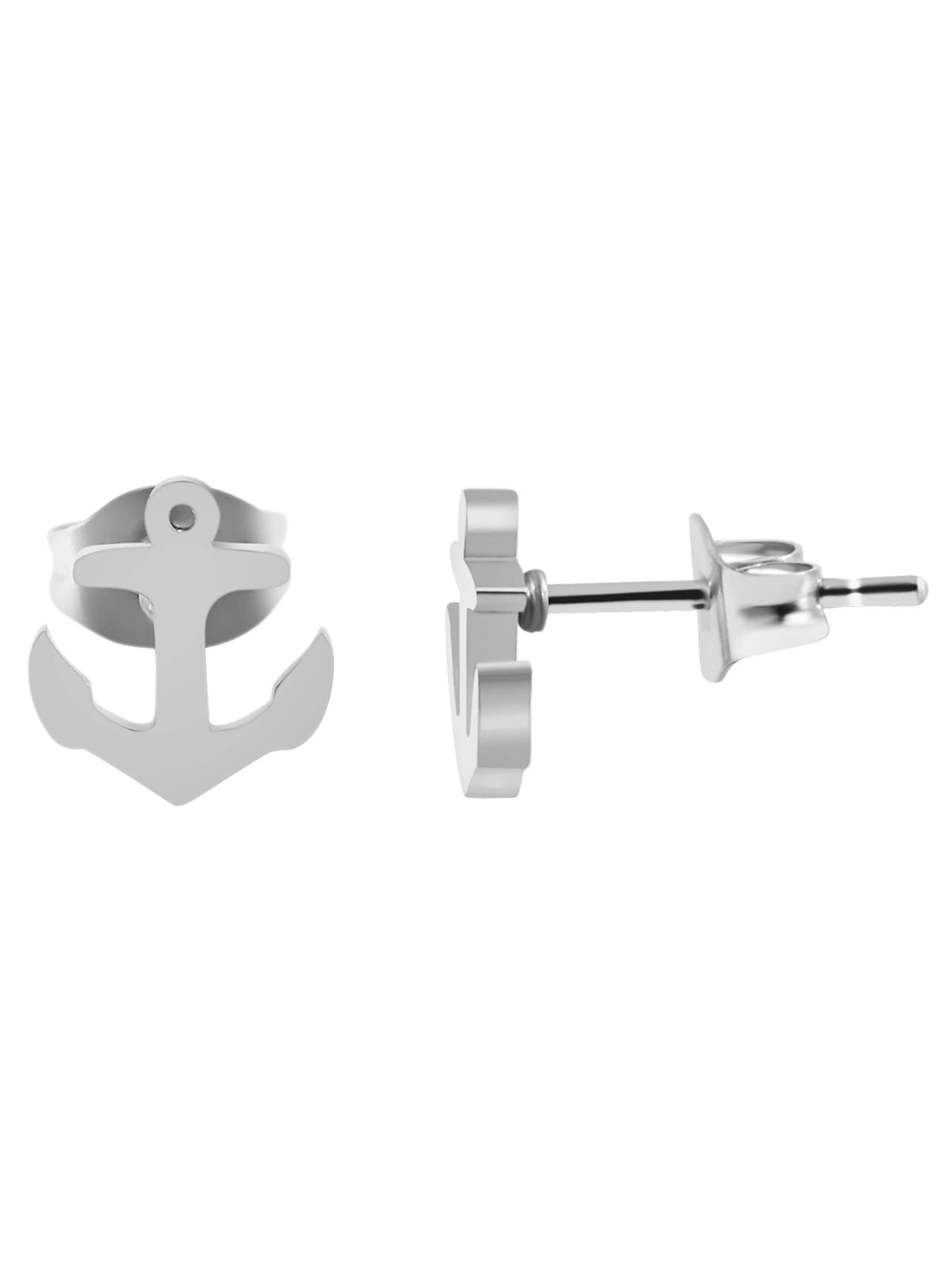 Akzent Earrings 'Edelstahl, Anker, 4 Farben, 8x7,5 mm, Maritimes Design' in Silver