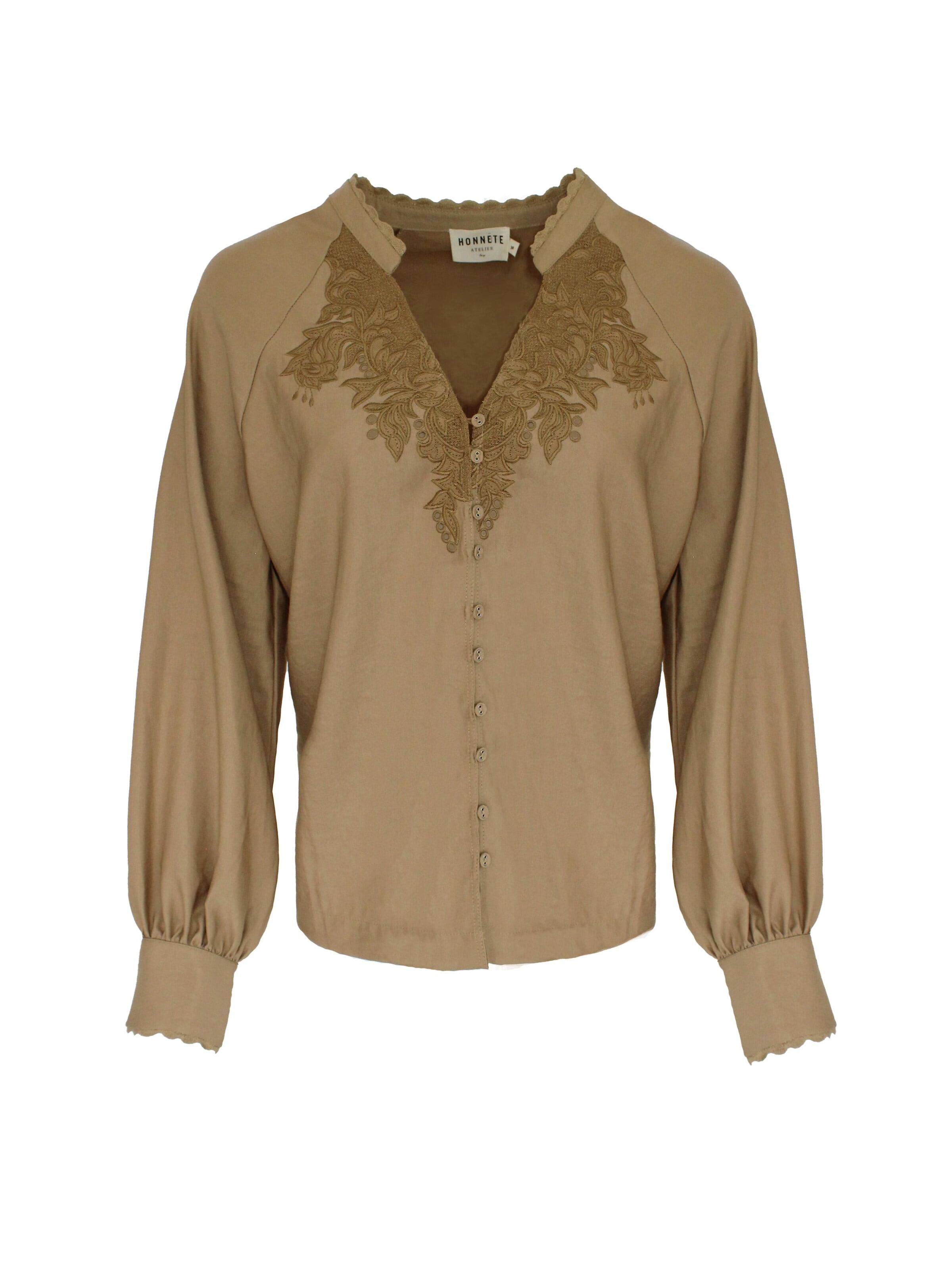 Honnête Atelier Blouse 'Cloe' in Goud: voorkant