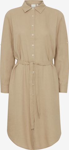 Robe-chemise ICHI en beige : devant