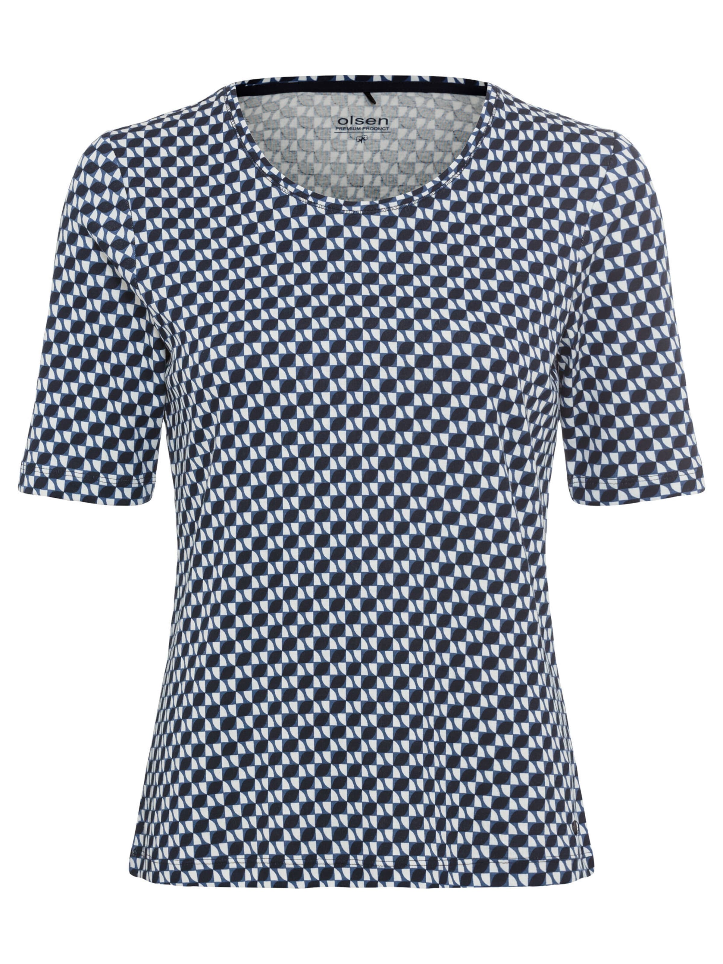 Olsen Shirt mit geometrischen Allover-Print in Blau: Vorderseite