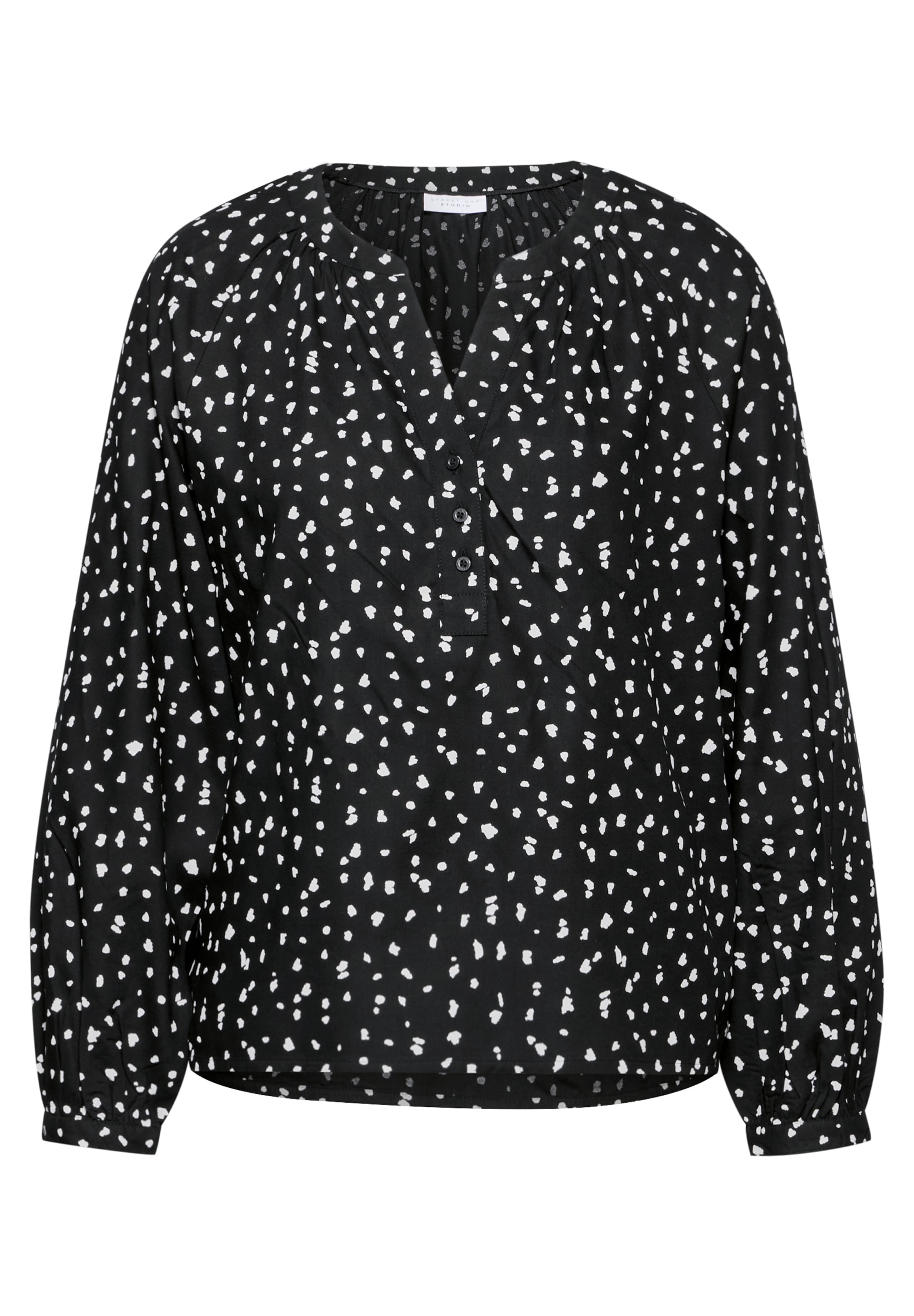 Street One Studio Loose Fit Raglan-Bluse in Schwarz: Vorderseite