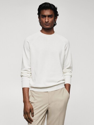 MANGO MAN Пуловер 'Ten' в бяло: отпред