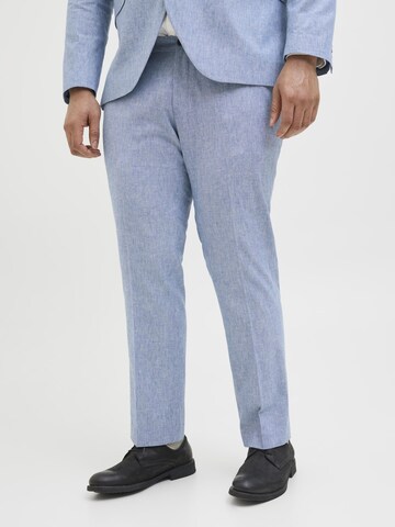 Jack & Jones Plus Slim fit Pleat-front trousers in Blue: front