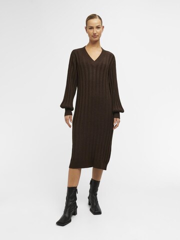 OBJECT Knitted dress in Brown: front