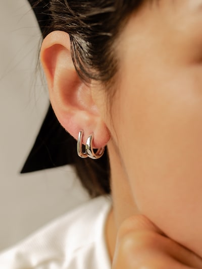 Hey Happiness Earrings 'Dome Hoop' in Silver, Item view