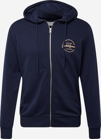 JACK & JONES Zip-Up Hoodie 'FOREST' in Blue: front