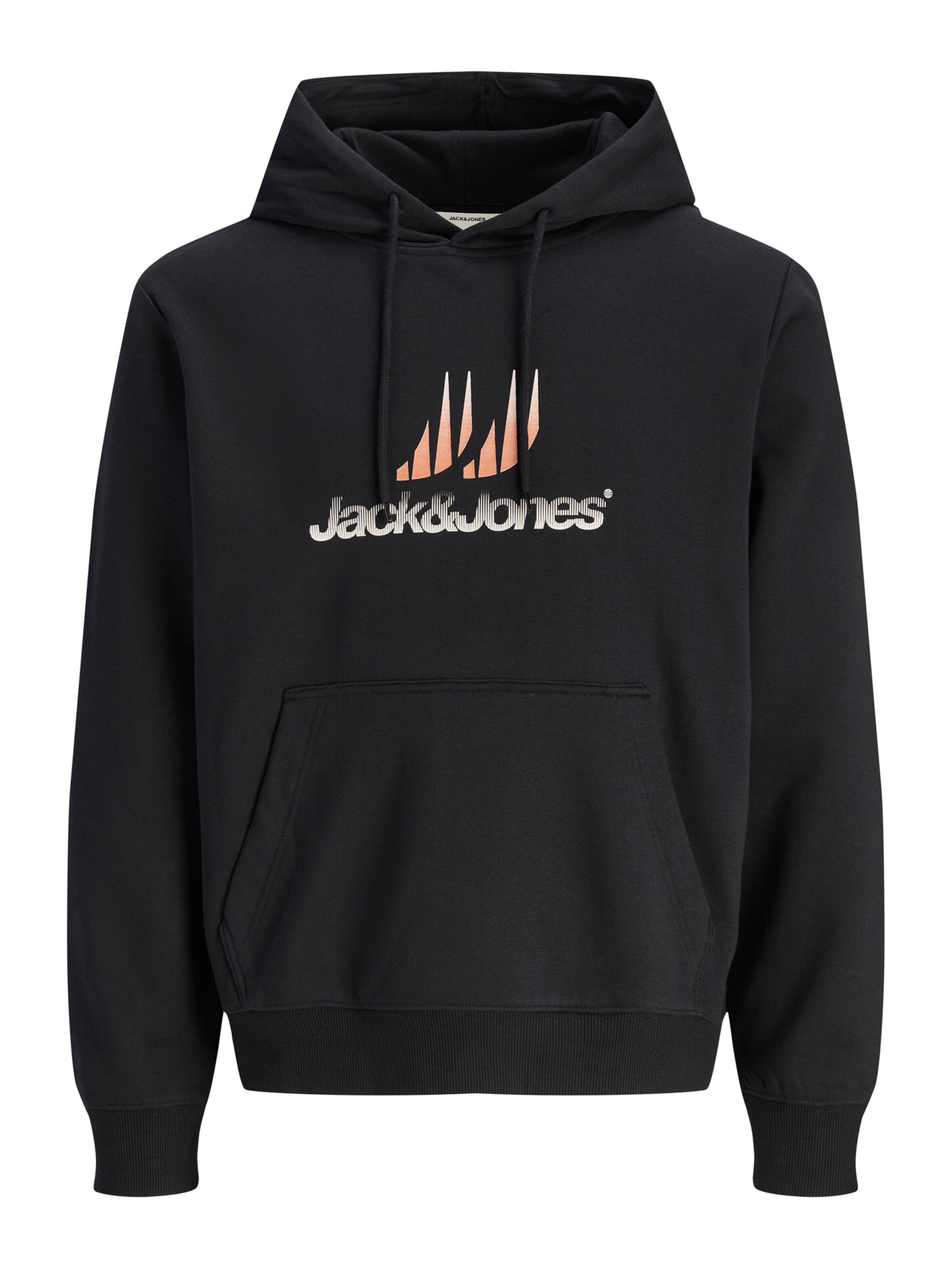 JACK & JONES Sweatshirt 'JCOECHO' in S in de kleur Abrikoos / Zwart / Wit, Productweergave