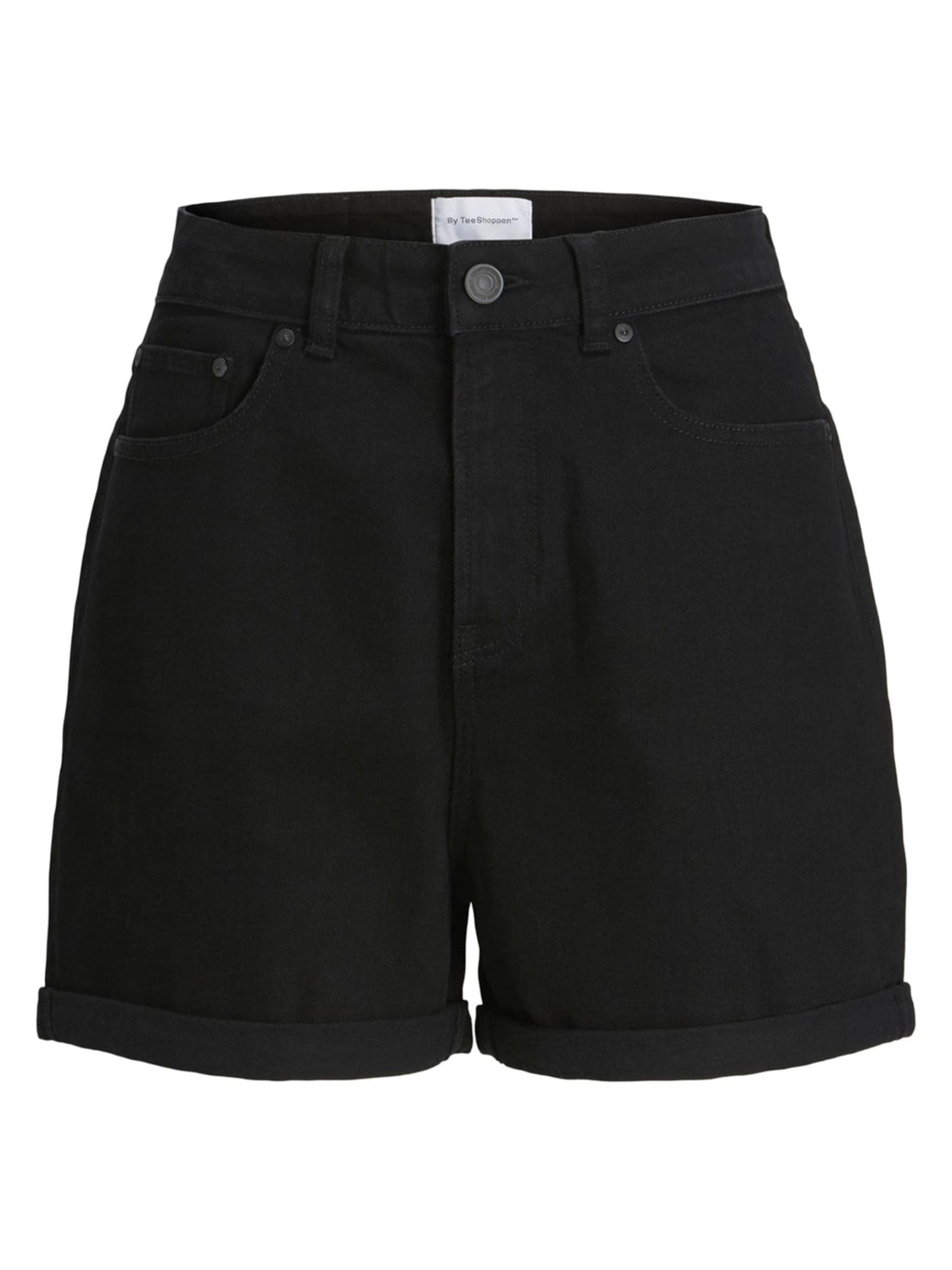 TEESHOPPEN Slimfit Shorts in Schwarz: Vorderseite
