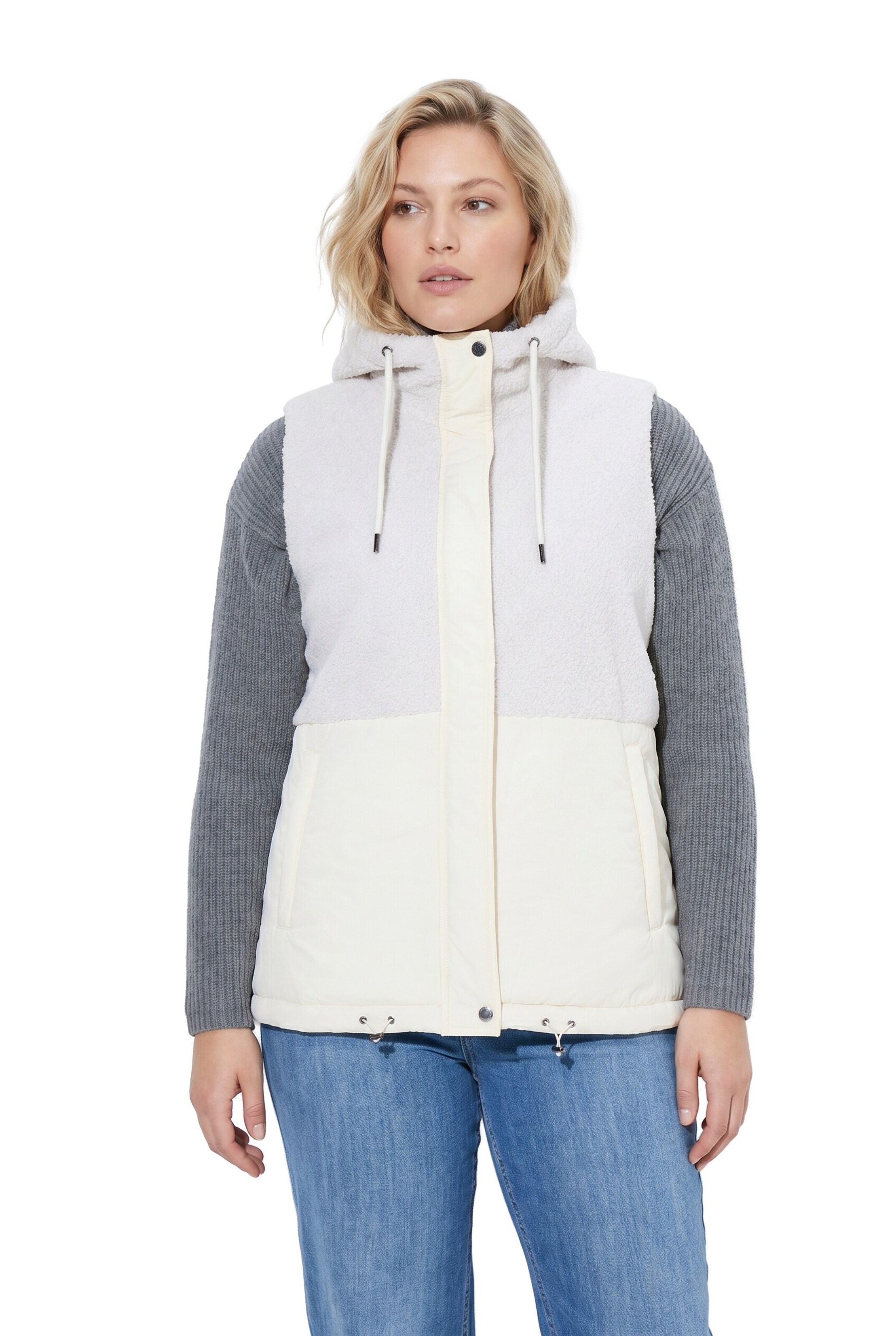 Ulla Popken Bodywarmer in Beige: voorkant