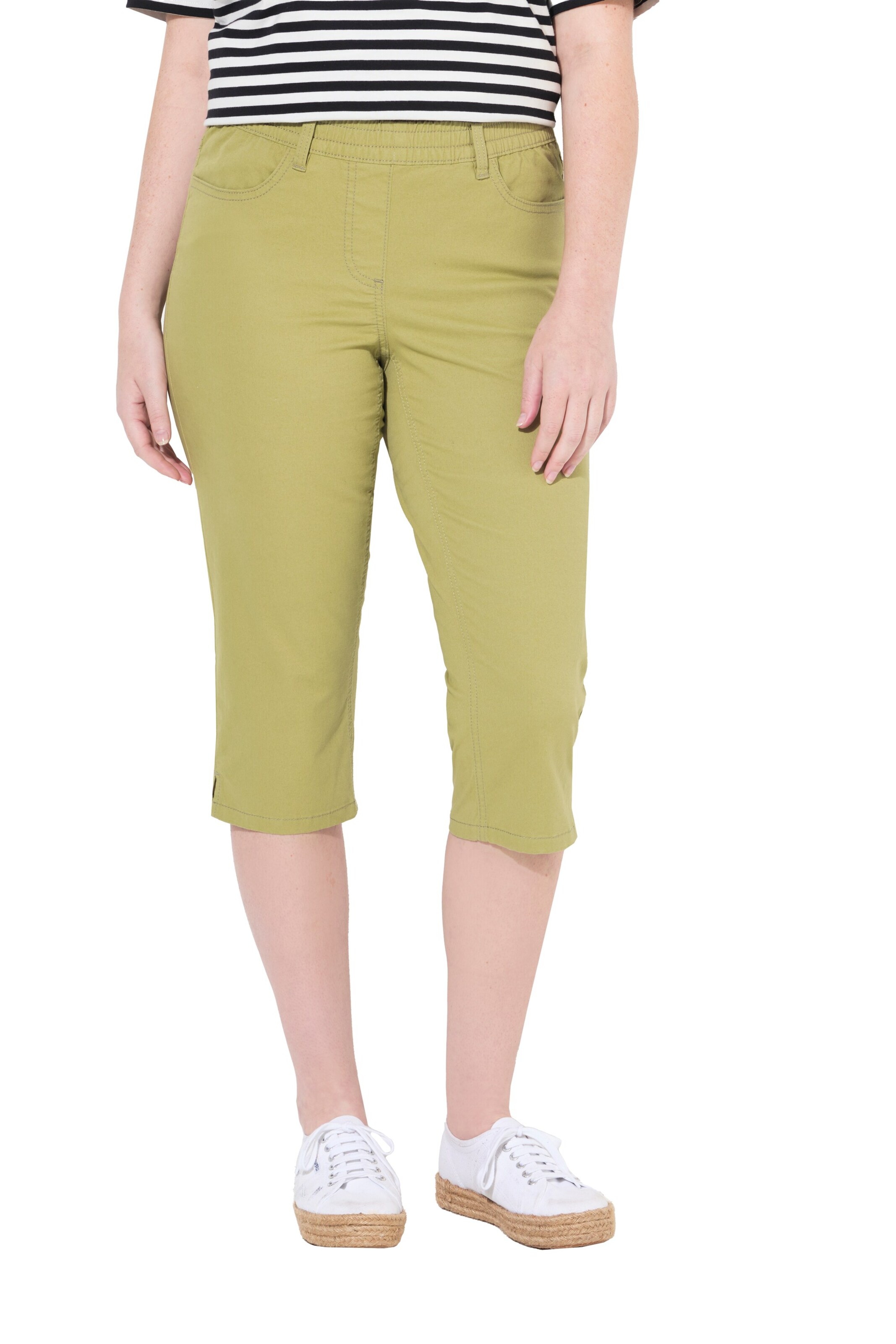 Ulla Popken Slimfit Hose in Grün: Vorderseite