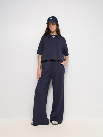 Salsa Jeans Wide leg Bandplooibroek in Blauw
