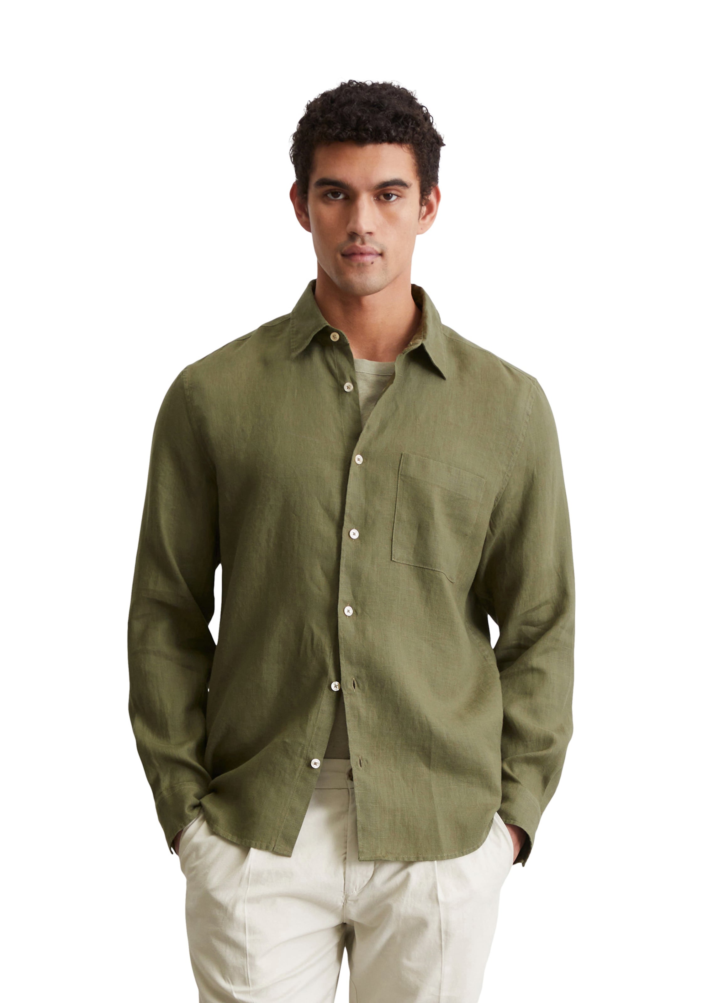 Marc O'Polo Regular fit Overhemd in Groen: voorkant