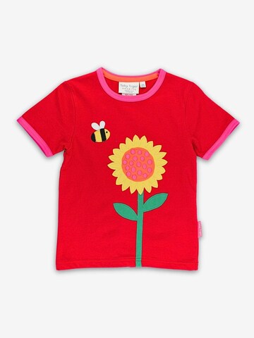 Toby Tiger Shirt 'Bio-Baumwoll Kinder Shirt kurzarm mit Sonnenblumen-Meer-Applikation' in Red: front