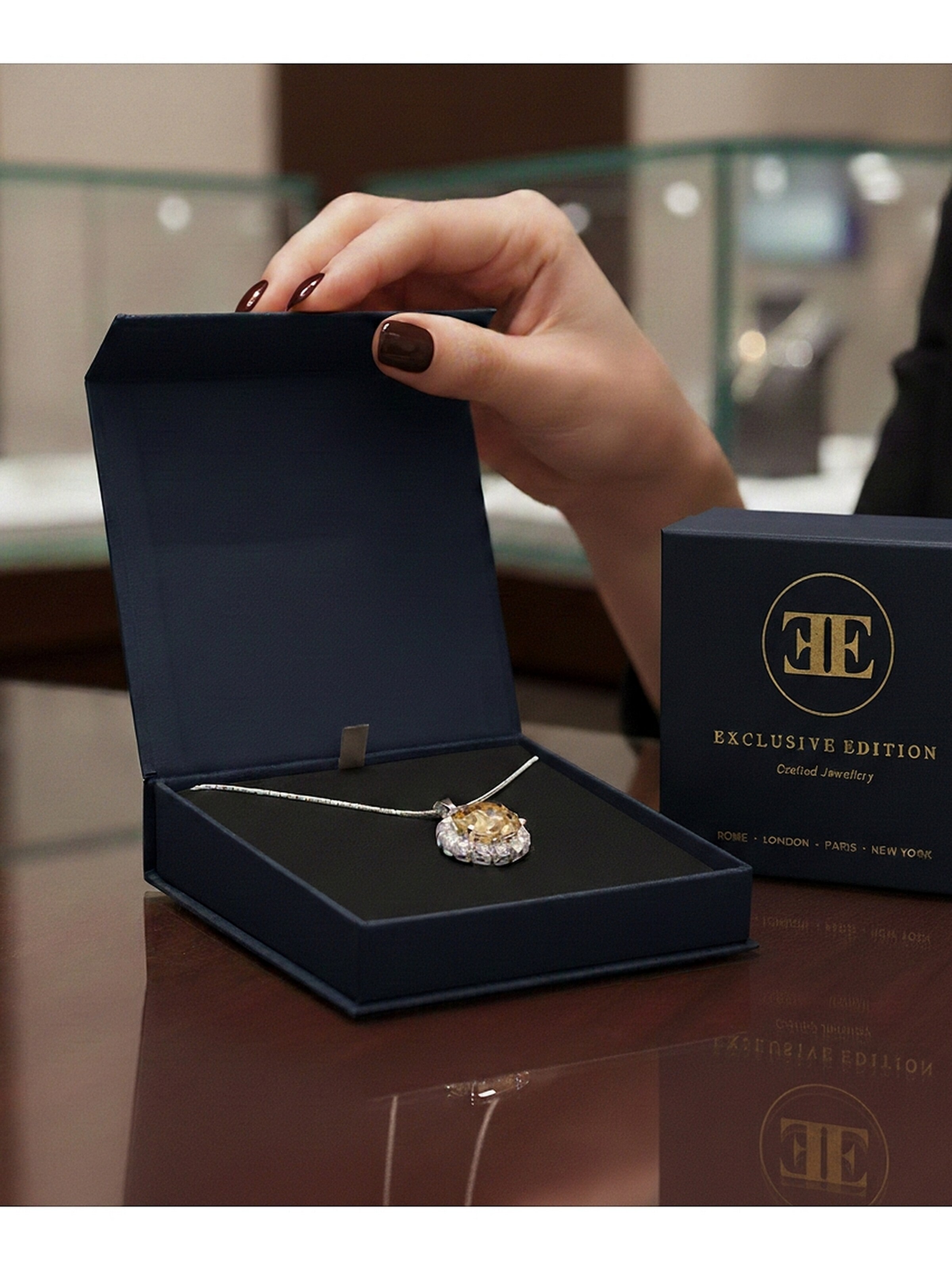 EXCLUSIVE EDITION Kæde 'Saton adorned with Swarovski crystals' i brun
