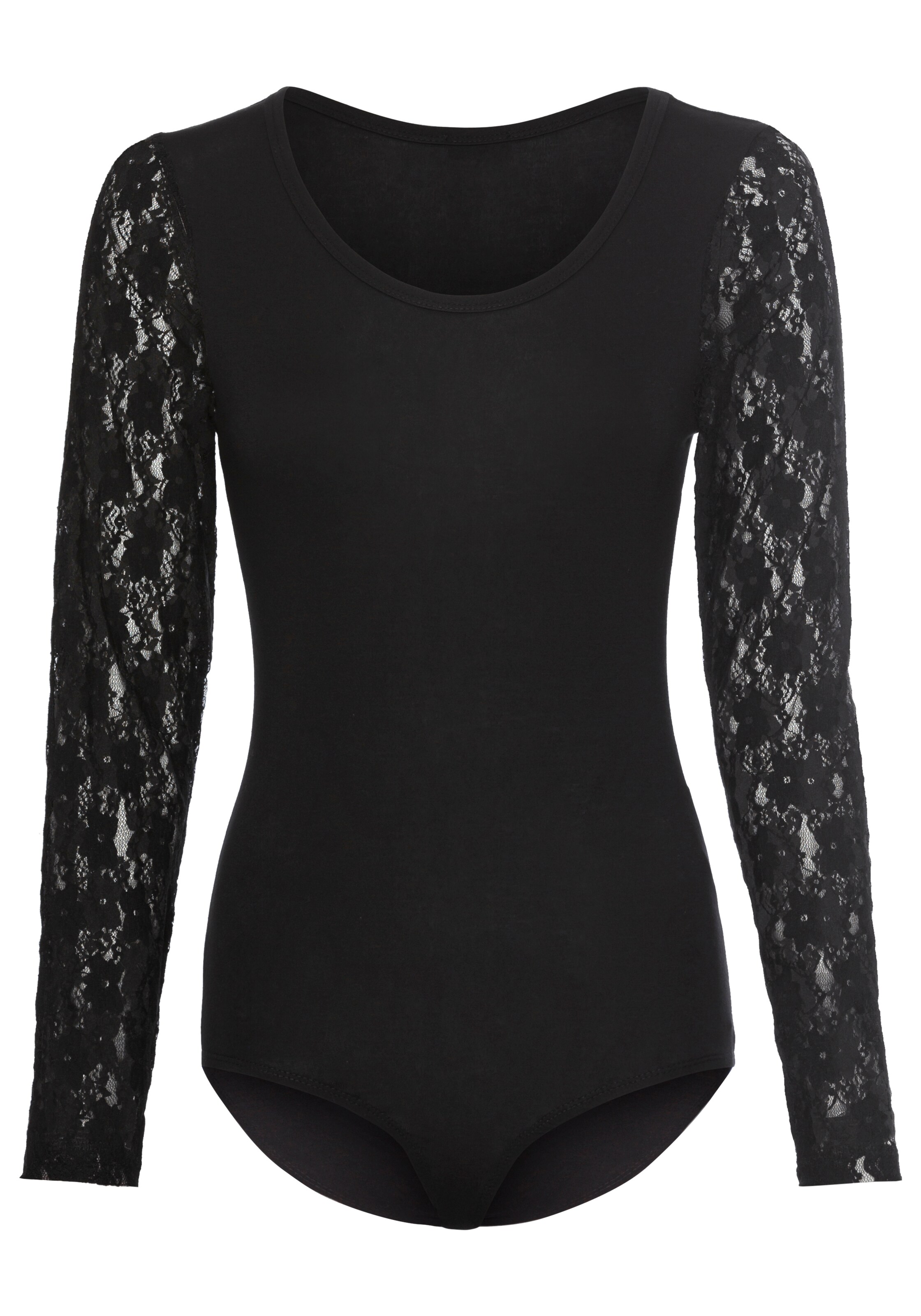 LAURA SCOTT Shirt Bodysuit in Black: front