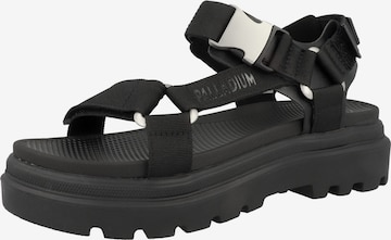 Palladium Strap Sandals in Black: front