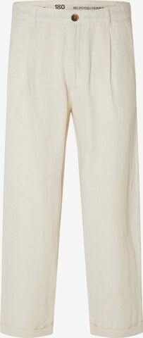 SELECTED HOMME Loosefit Veckad byxa i beige: framsida