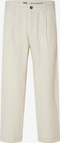 SELECTED HOMME Loose fit Pleat-Front Pants in Beige: front