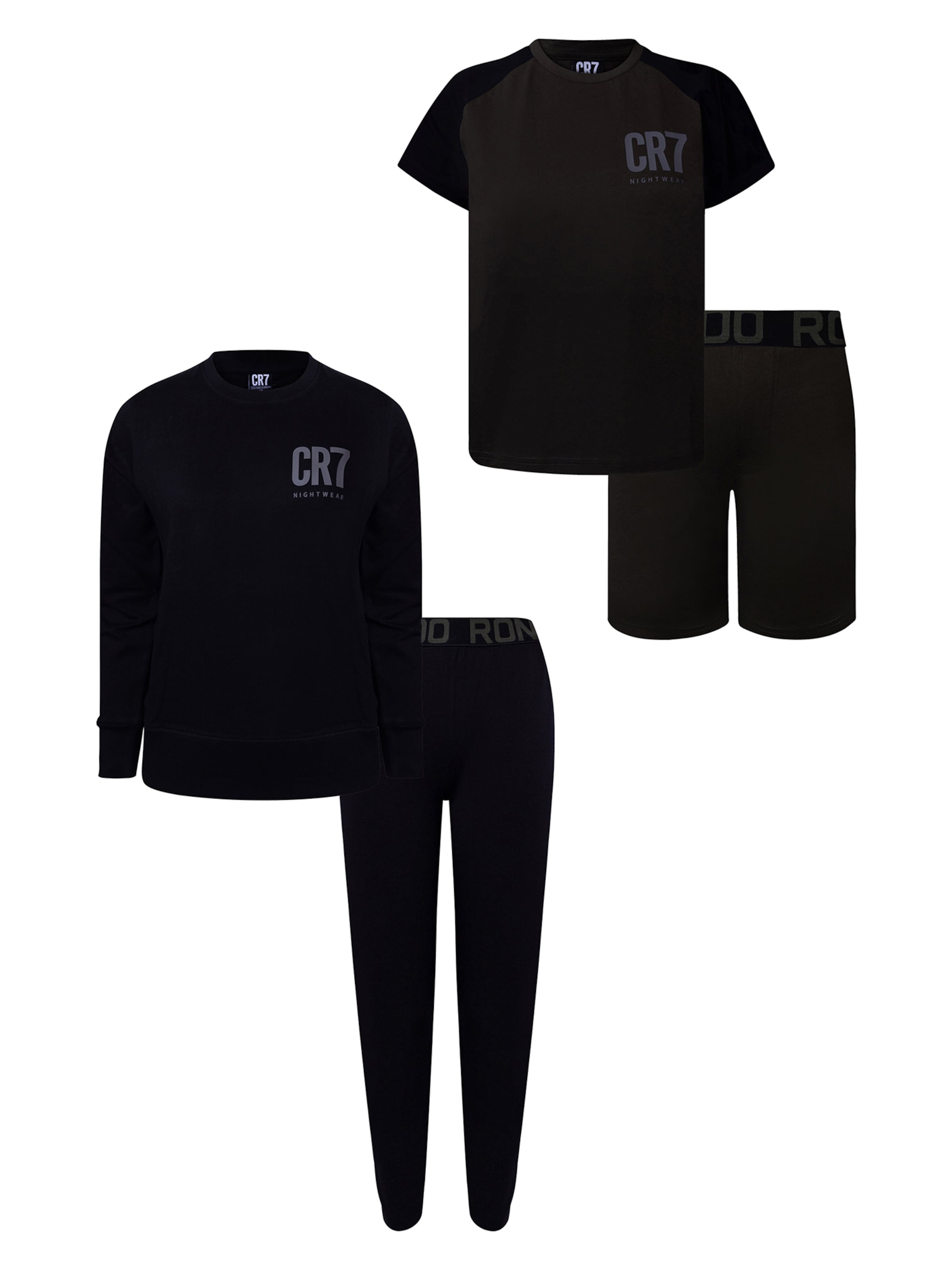 CR7 - Cristiano Ronaldo Pajamas ' CR7 ' in Black: front
