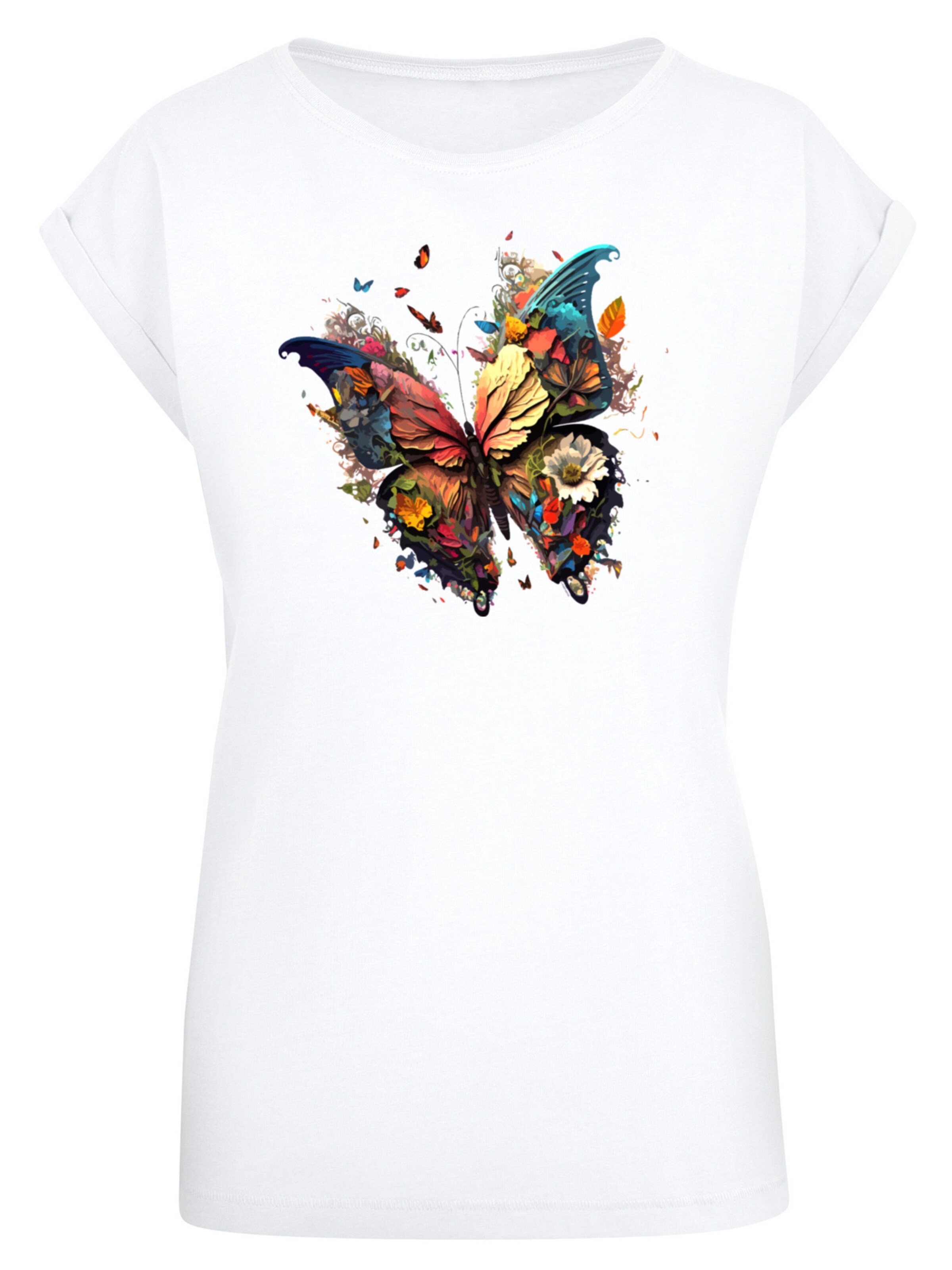 F4NT4STIC Shirt 'Schmetterling' in Wit: voorkant