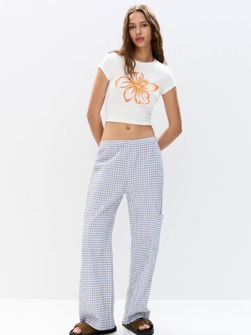 Pull&Bear Wide leg Trousers in Blue