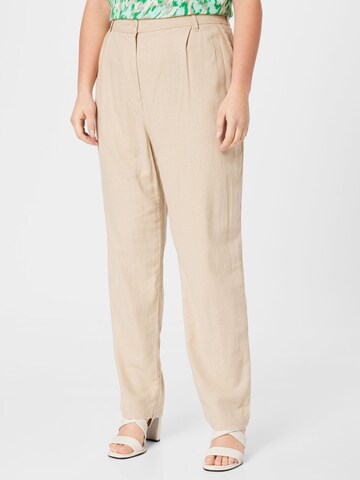 Regular Pantalon à pince 'Caro' ONLY Carmakoma en beige : devant