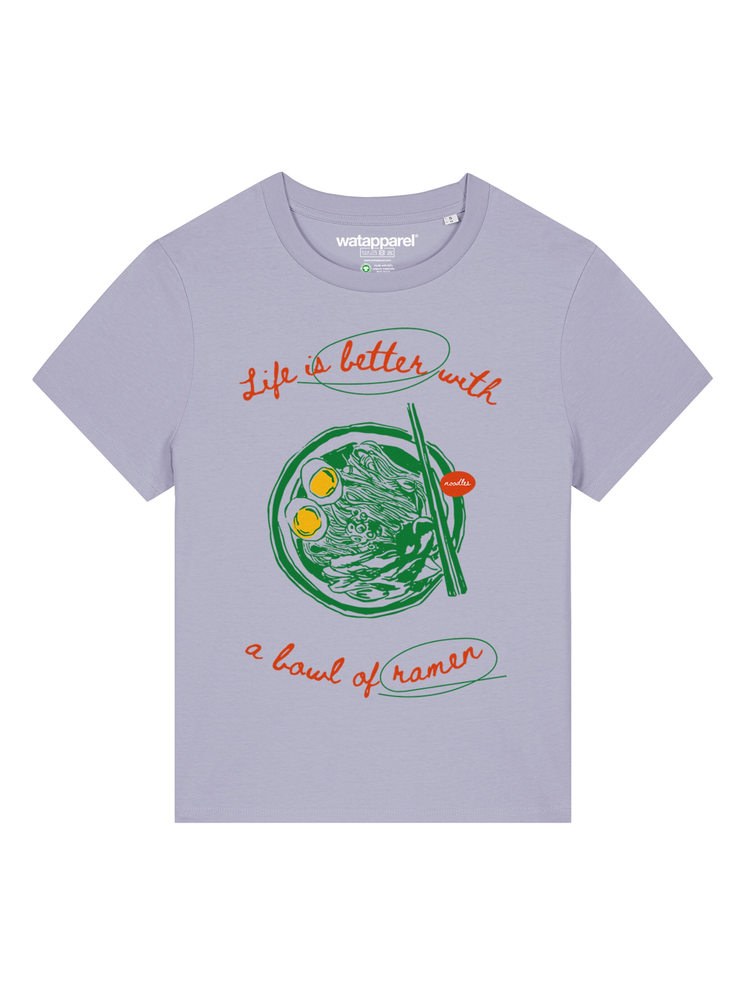 T-shirt 'Life Is Better With Ramen' Watapparel en violet : devant