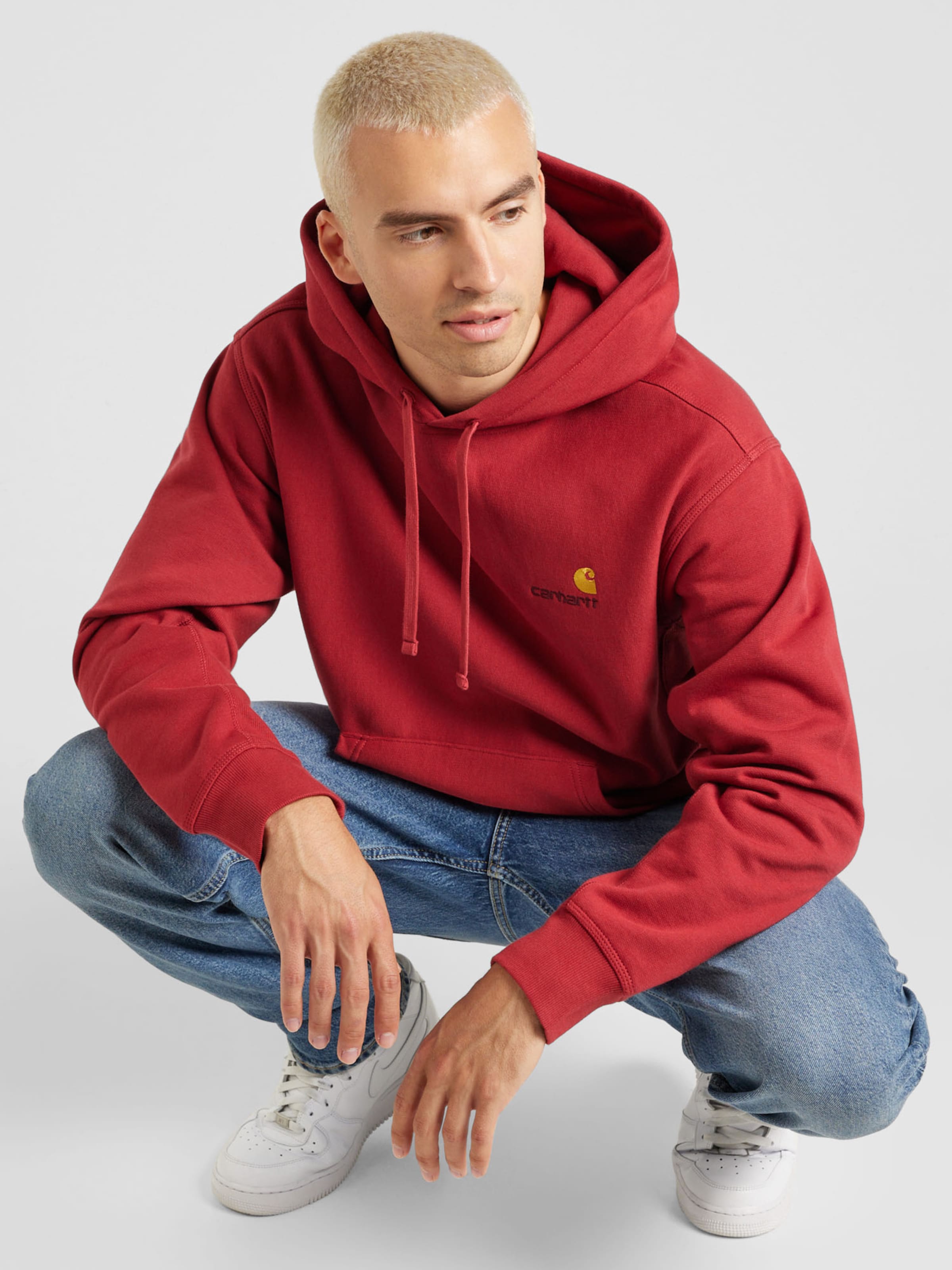Sweat shirt American Script Carhartt WIP en Rouge Bourgogne ABOUT YOU