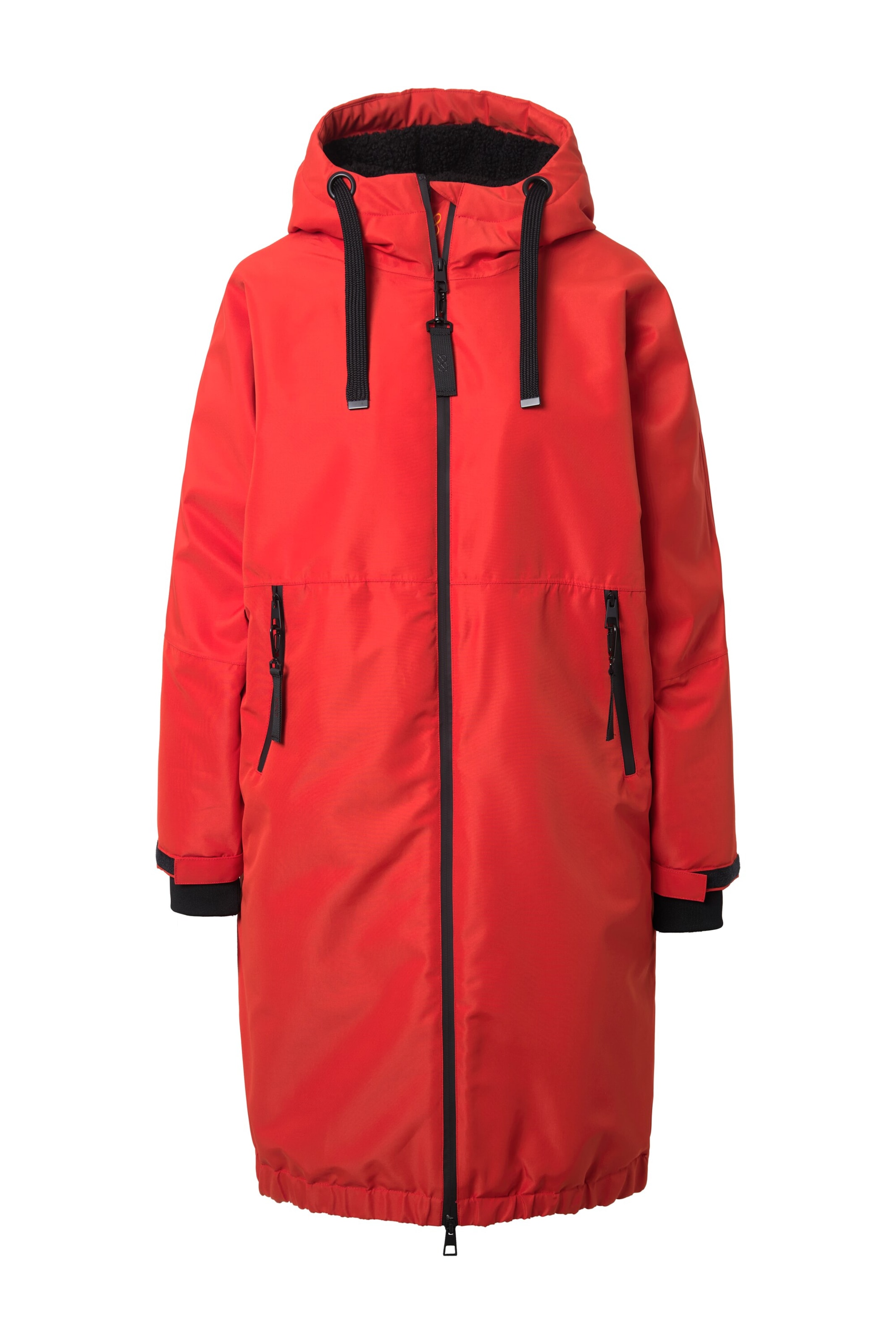 LAURASØN Functionele mantel in de kleur Vuurrood / Zwart, Productweergave