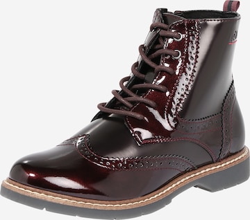 s.Oliver Lace-Up Ankle Boots in Red: front