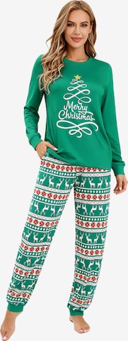 KoJooin Piżama 'Damen Weihnachts-Pyjama-Set Langarm Schlafanzug aus weichem Material mit Jogginghose Komfortable' w kolorze zielony: przód