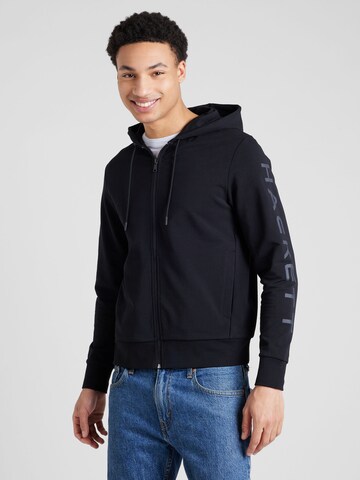 Hackett London Sweat jacket 'ESSENTIAL' in Black: front