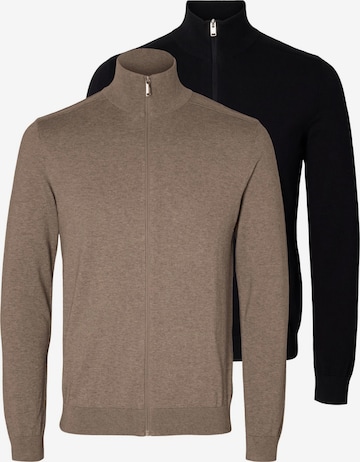 SELECTED Knit Cardigan 'Berg' in Brown: front
