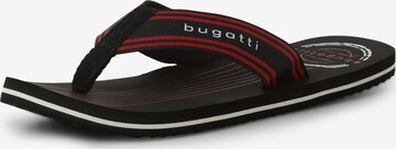 bugatti T-Bar Sandals in Black: front
