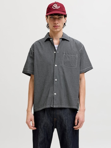 JACK & JONES Comfort fit Button Up Shirt in Black: front