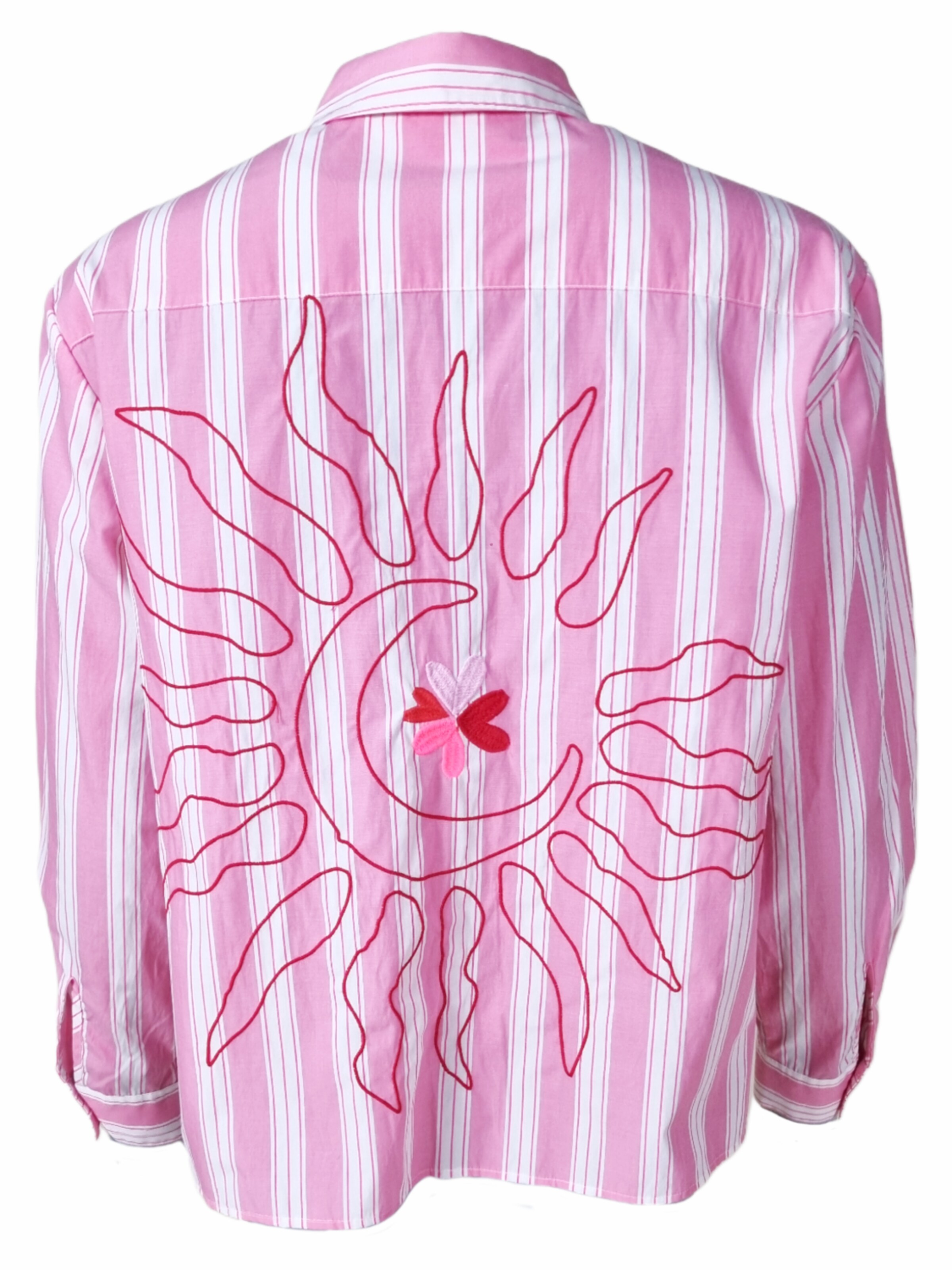 LIKS. Munich Blouse 'Bluse Streifen, Motiv im RT' in Roze