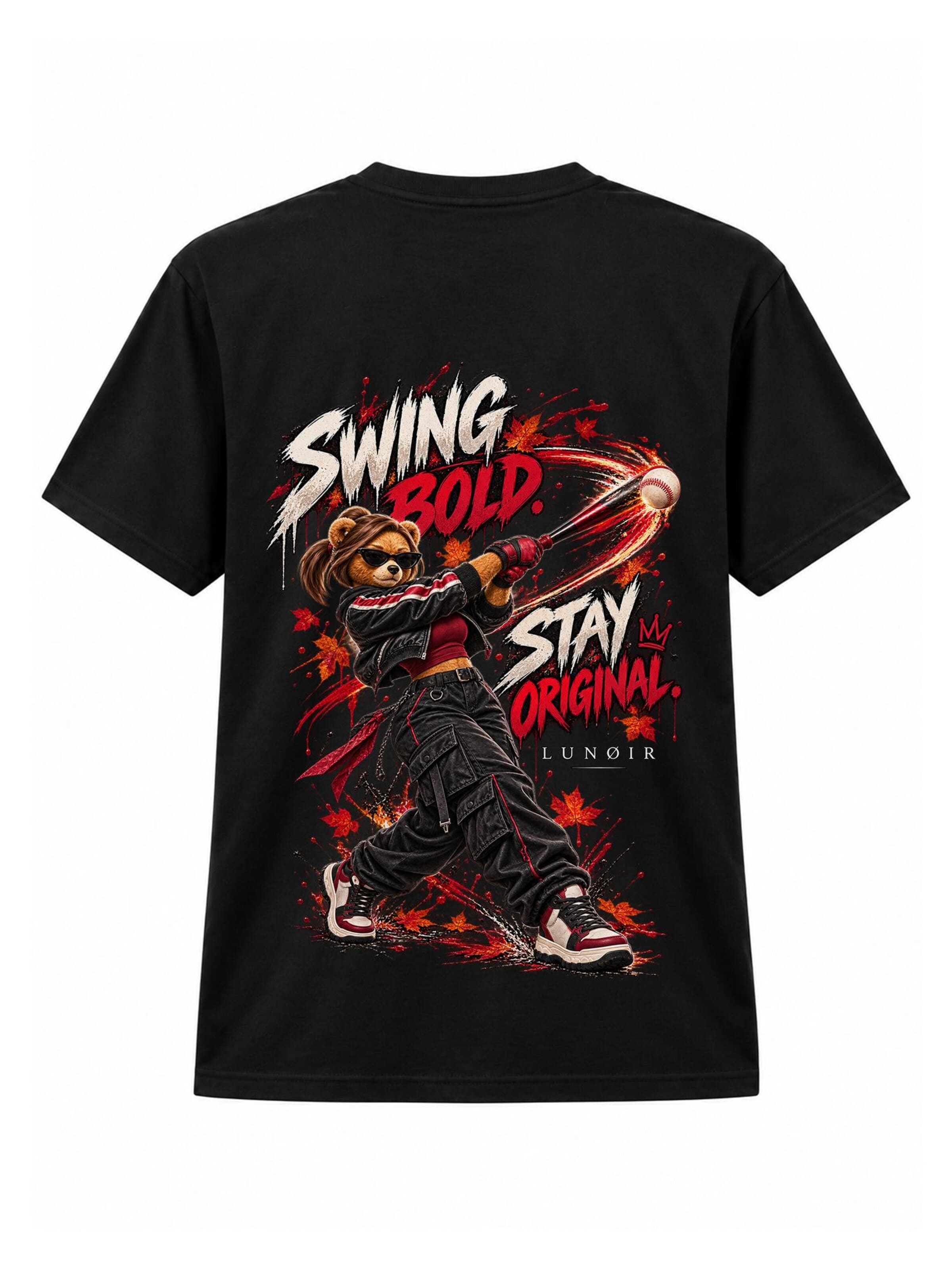 LUNØIR Studio Shirt 'BOSS Femme Baseball Original Swing'‌‌‌‌‌‌‌‌‌ in Schwarz: Vorderseite