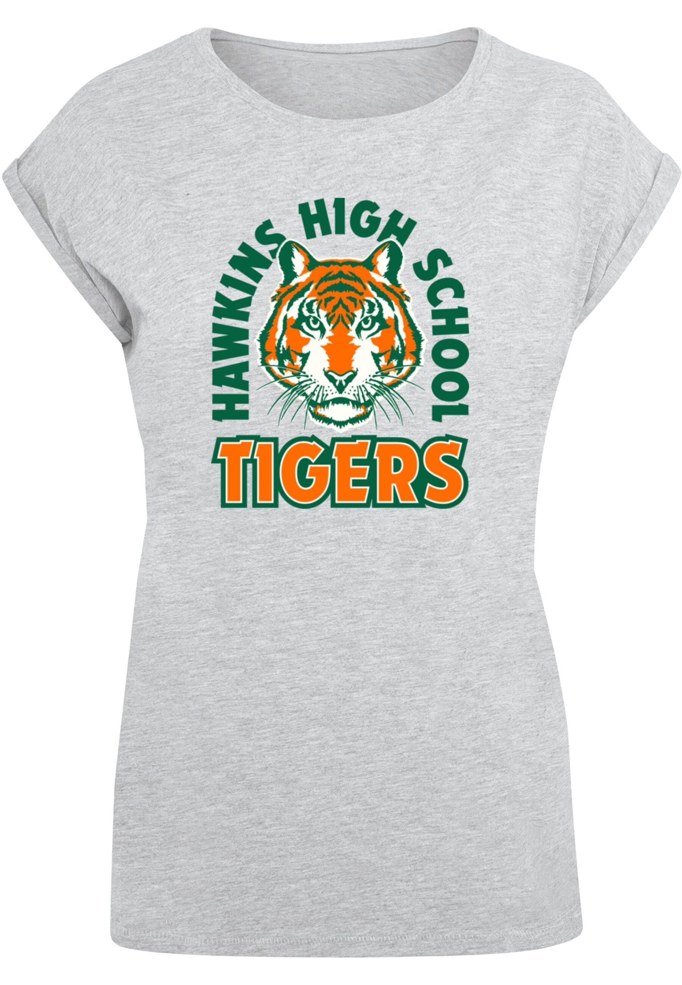 ABSOLUTE CULT Shirt 'Stranger Things - Hawkins Arch Tiger' in Grijs: voorkant