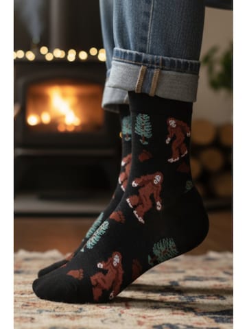 Sokisahtel Socken 'CASH socks with a snow person'‌‌ in Schwarz: Vorderseite