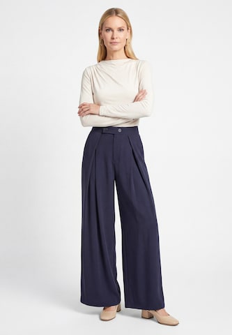 usha WHITE LABEL Wide leg Bandplooibroek in Blauw