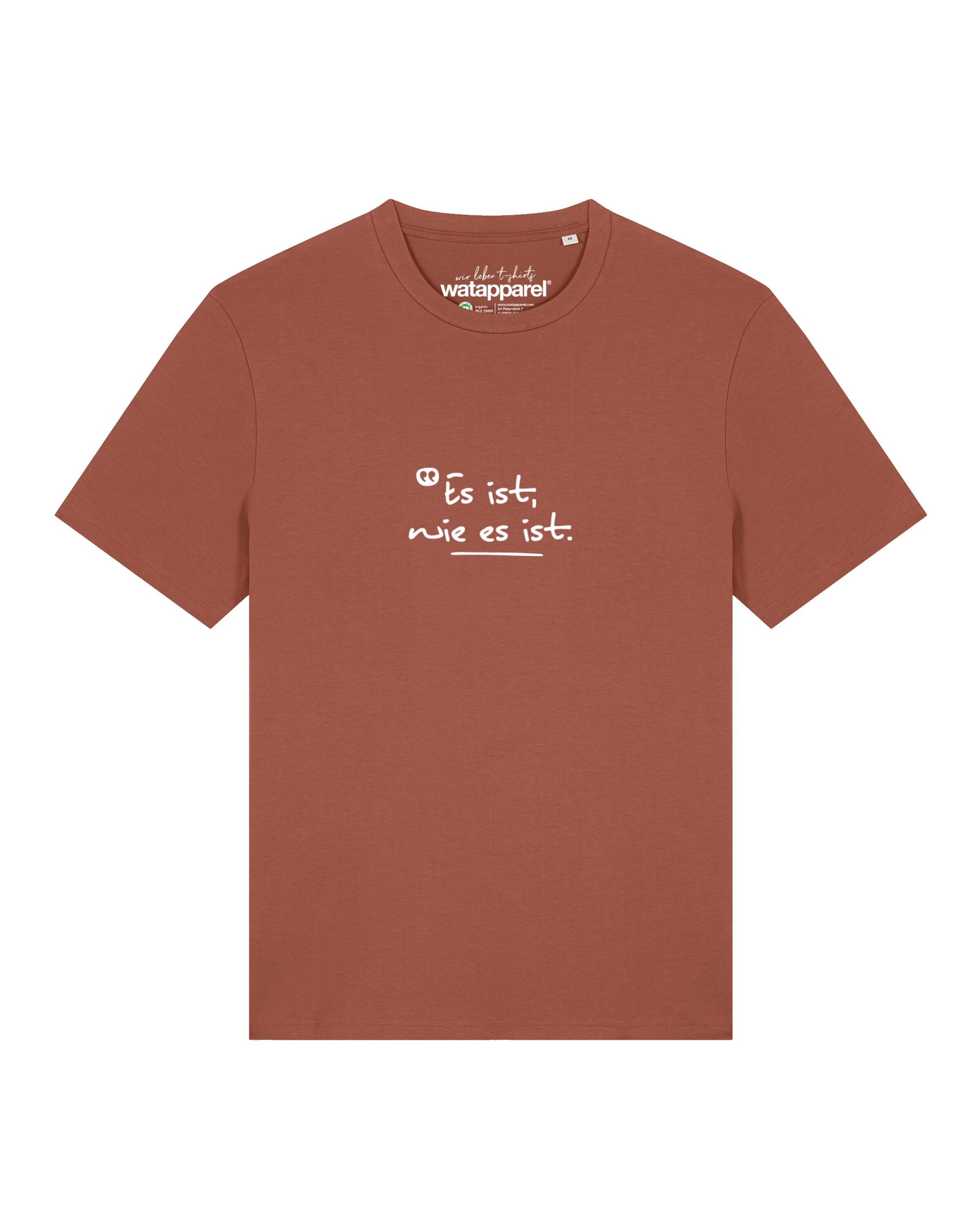 Maglietta 'Es Ist Wie Es Ist' di Watapparel in marrone: frontale