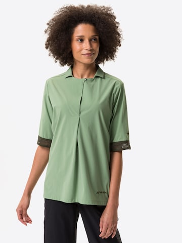 VAUDE Athletic Button Up Shirt 'Yaras' in Green: front