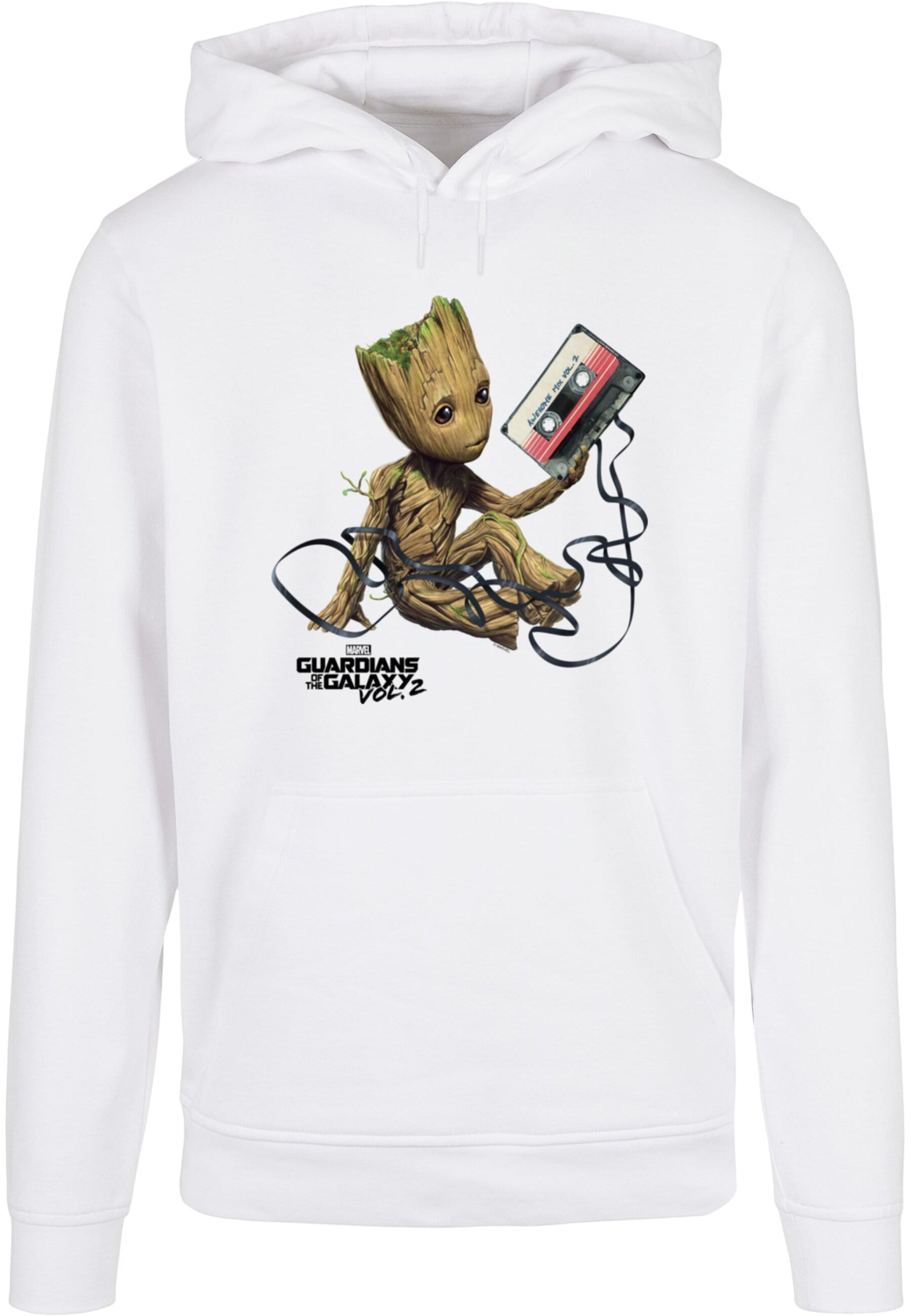 ABSOLUTE CULT Sweatshirt 'Guardians Of The Galaxy Vol2 - Groot Tape' in Wit: voorkant