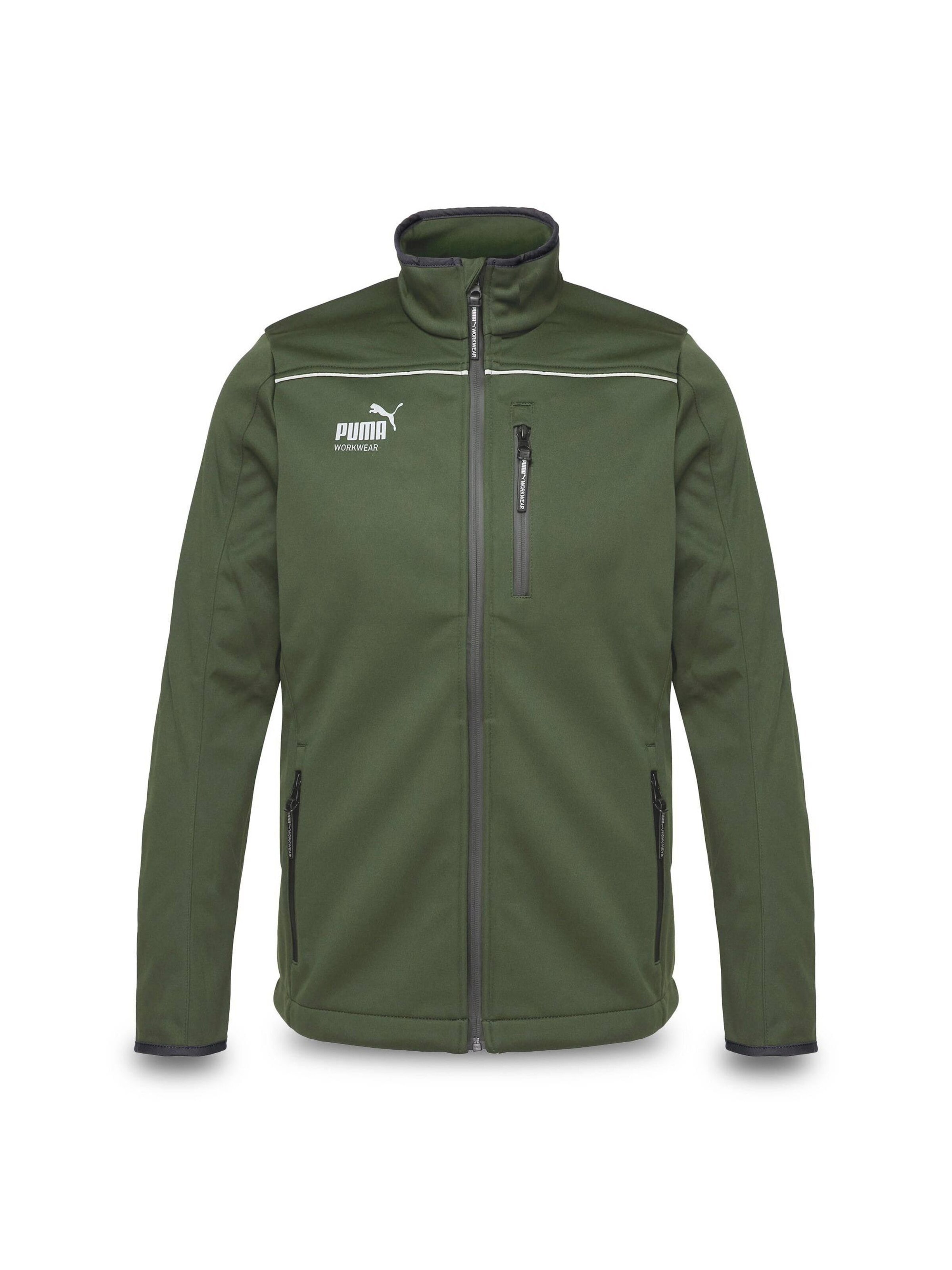 PUMA Workwear Outdoor jacket 'Puma Workwear Essentials Softshelljacke' in Green: front