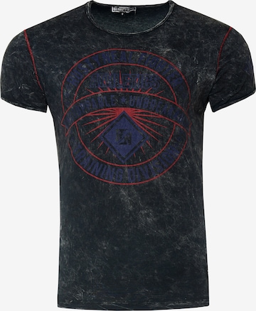 Rusty Neal Cooles T-Shirt mit großem Front-Print in Grau: predná strana
